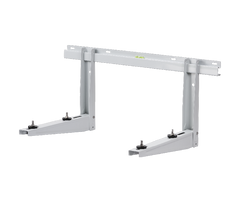 Steel sliding bracket frame with U-shaped supports and mounting bolts, light gray