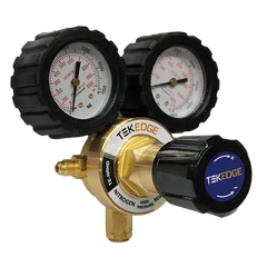 TEKEDGE nitrogen regulator with dual pressure gauges and blue control knob